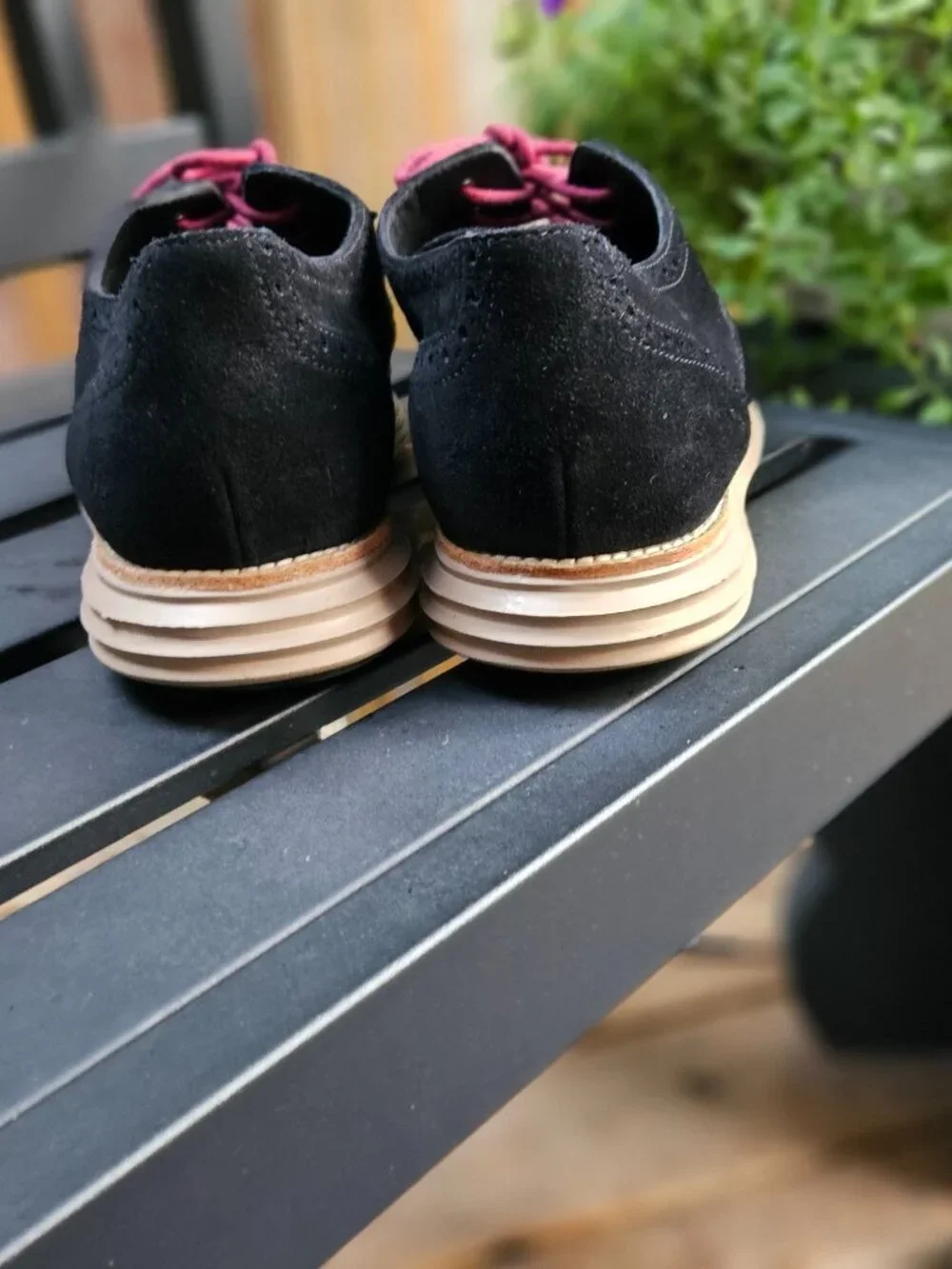 Cole Haan Lunargrand Shoes Men's 11.5 Black Suede Wingtip Oxford C11029